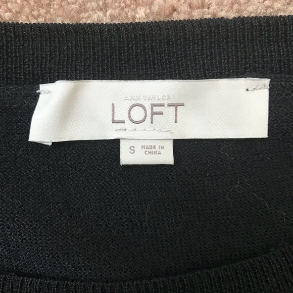 Loft Black and Cream Lace Front Sweater - Picture 4 of 5